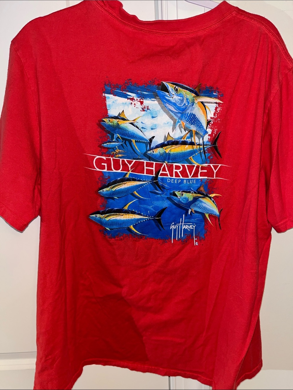Red Blue Fish Guy Harvey Southern Heritage Fishing t Shirt XL Deep Blue model